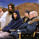 Christ talks with directors on the set of an upcoming cable-TV miniseries about His life.
